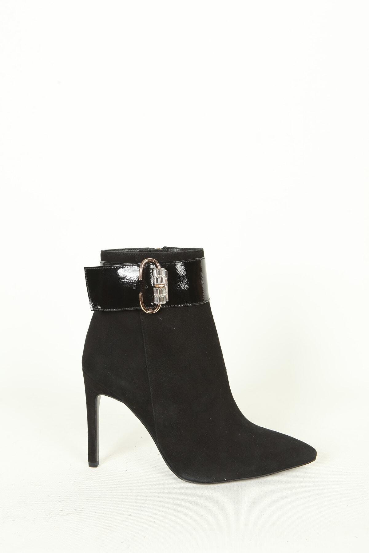 Kadın Deri Bot Siyah Süet