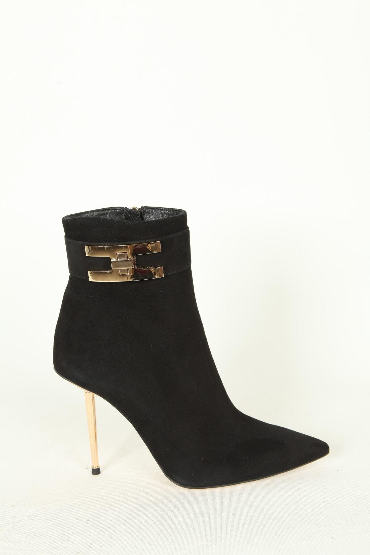 Kadın Deri Bot Siyah Süet