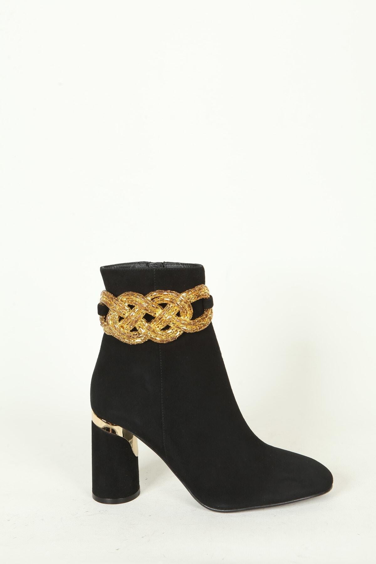 Kadın Deri Bot Siyah Süet