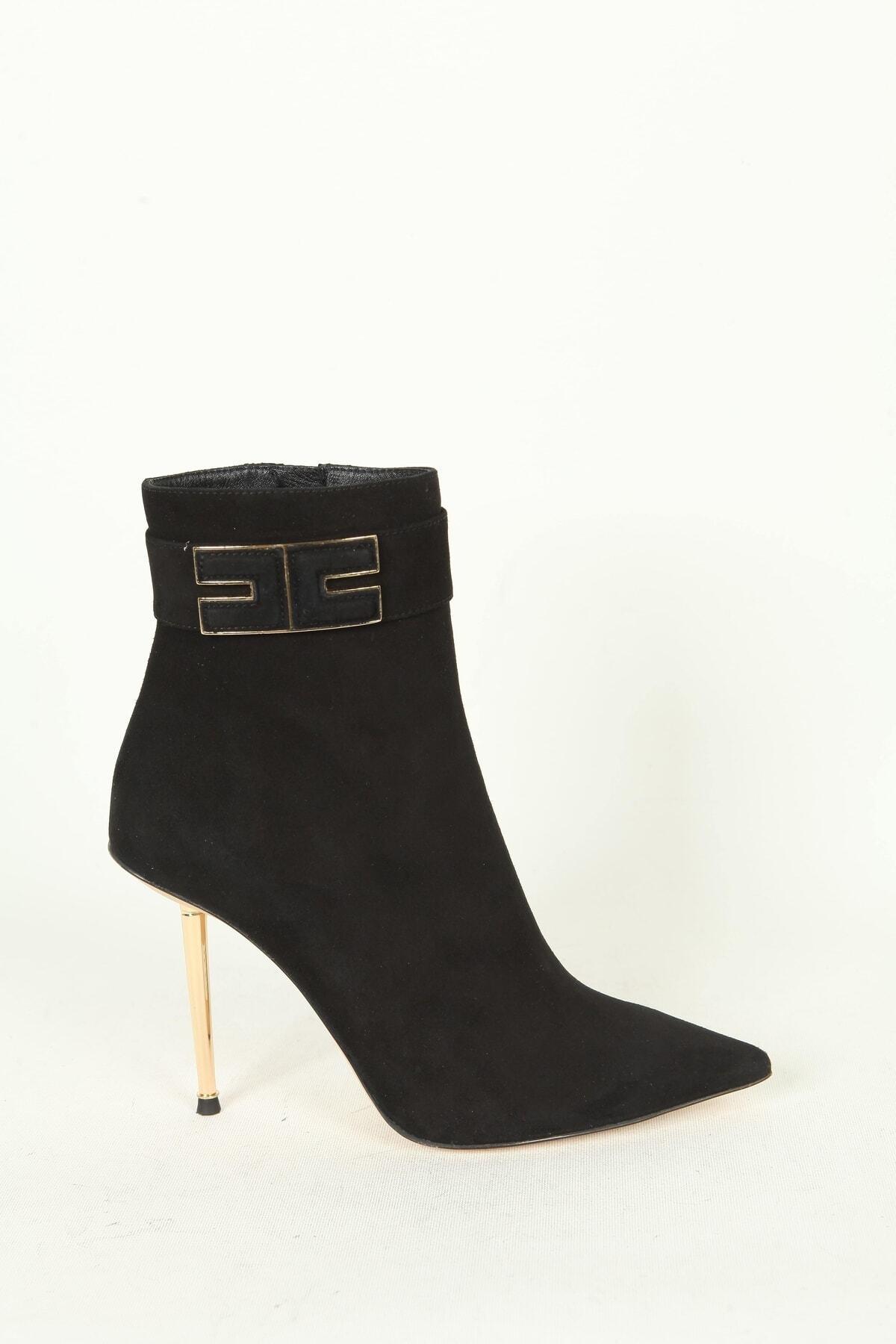 Kadın Deri Bot Siyah Süet