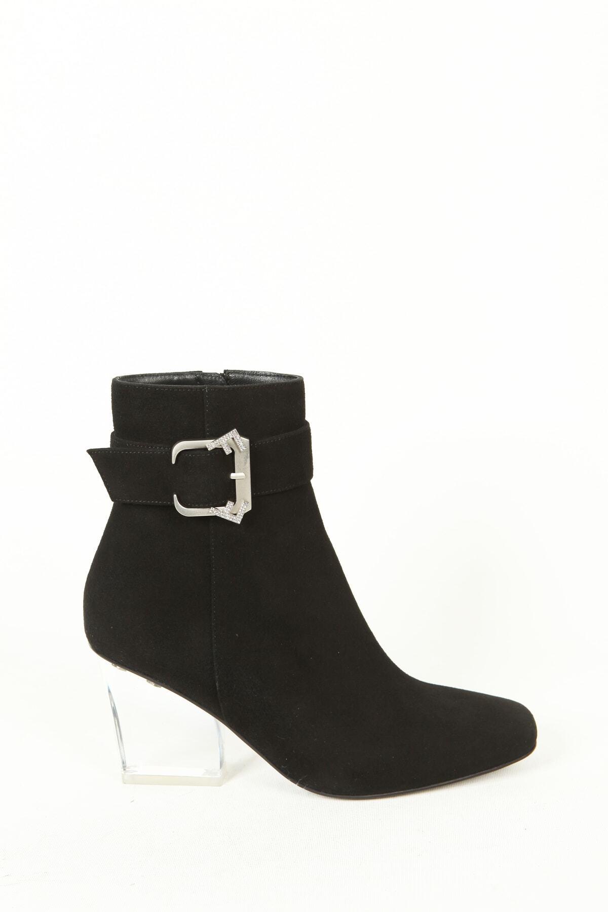 Kadın Deri Bot Siyah Süet