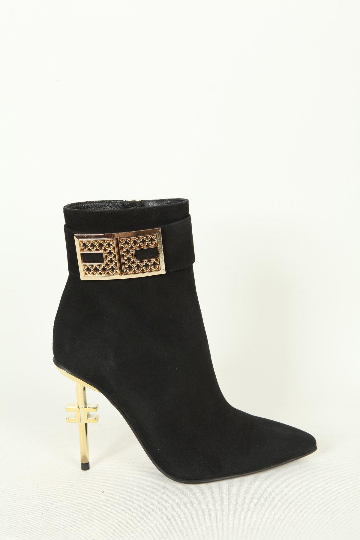 Kadın Deri Bot Siyah Süet