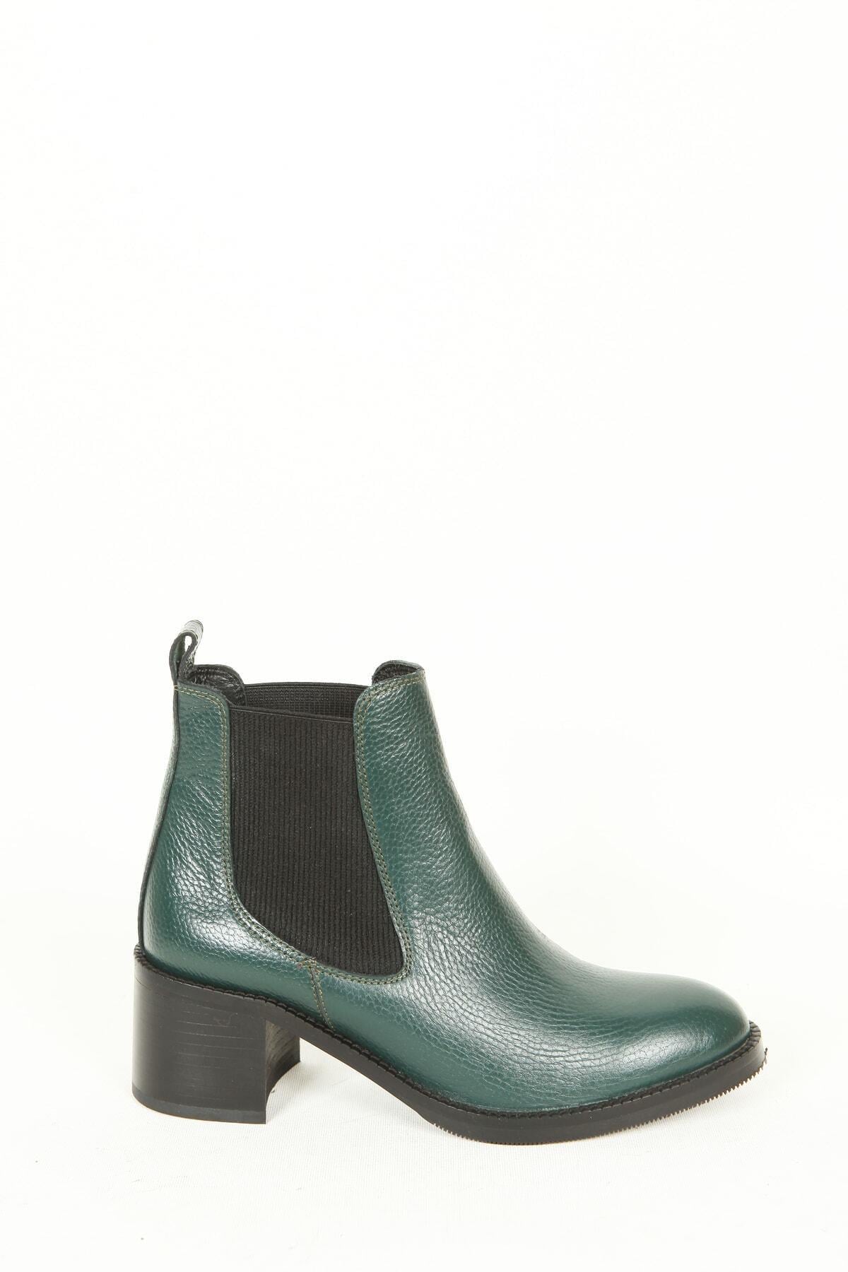 Kadın Deri Bot Yeşil