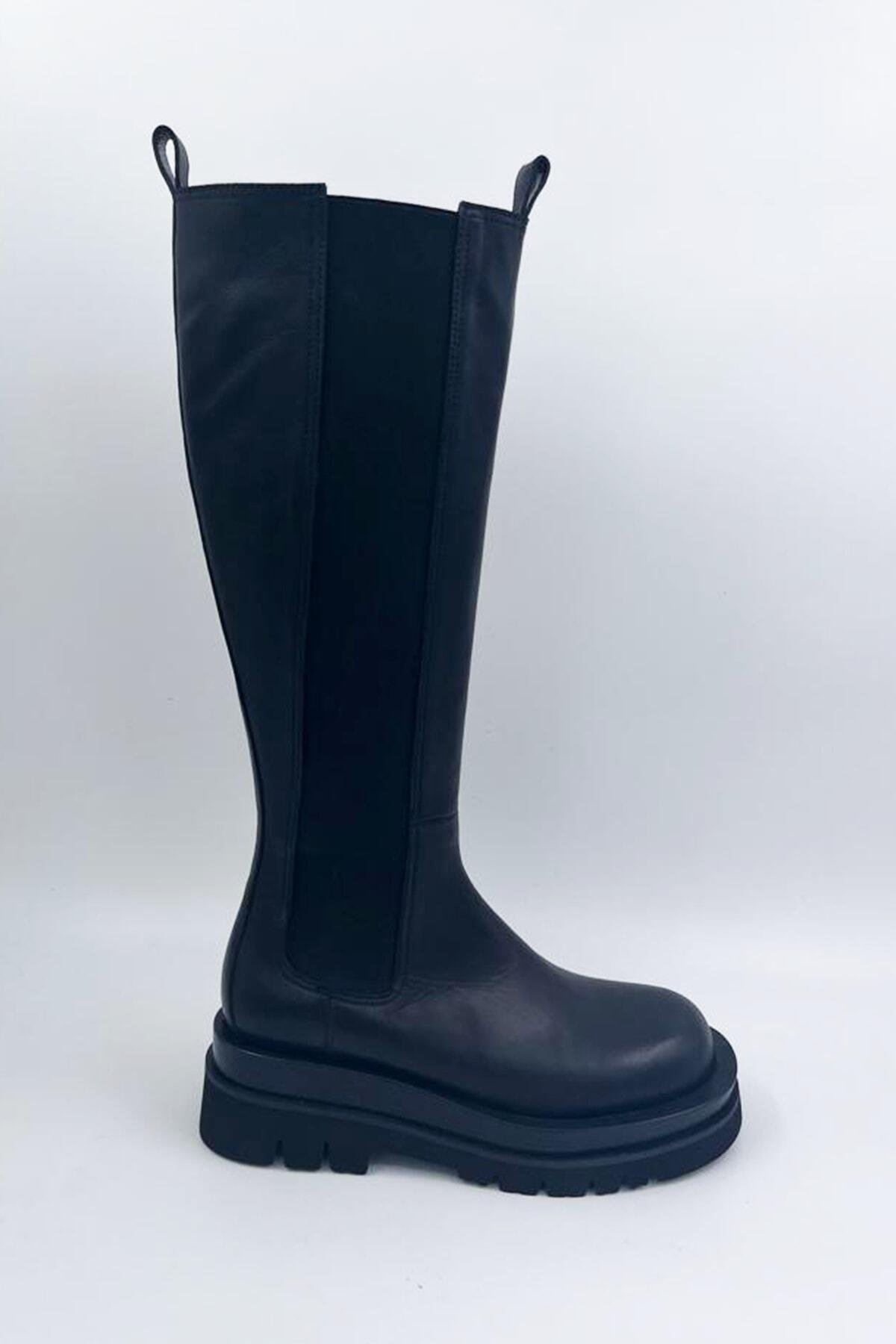 Kadın Deri Çizme Siyah