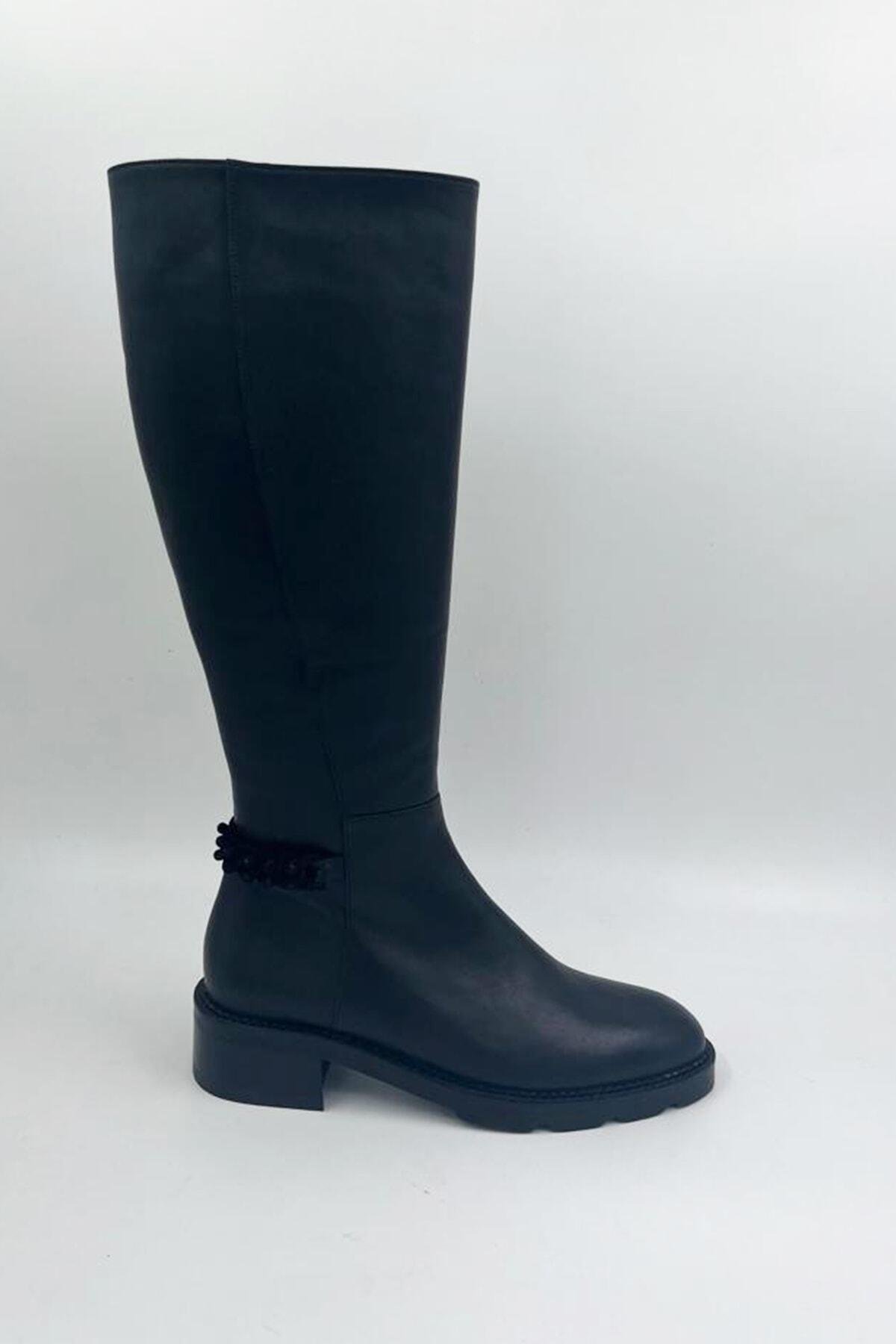 Kadın Deri Çizme Siyah