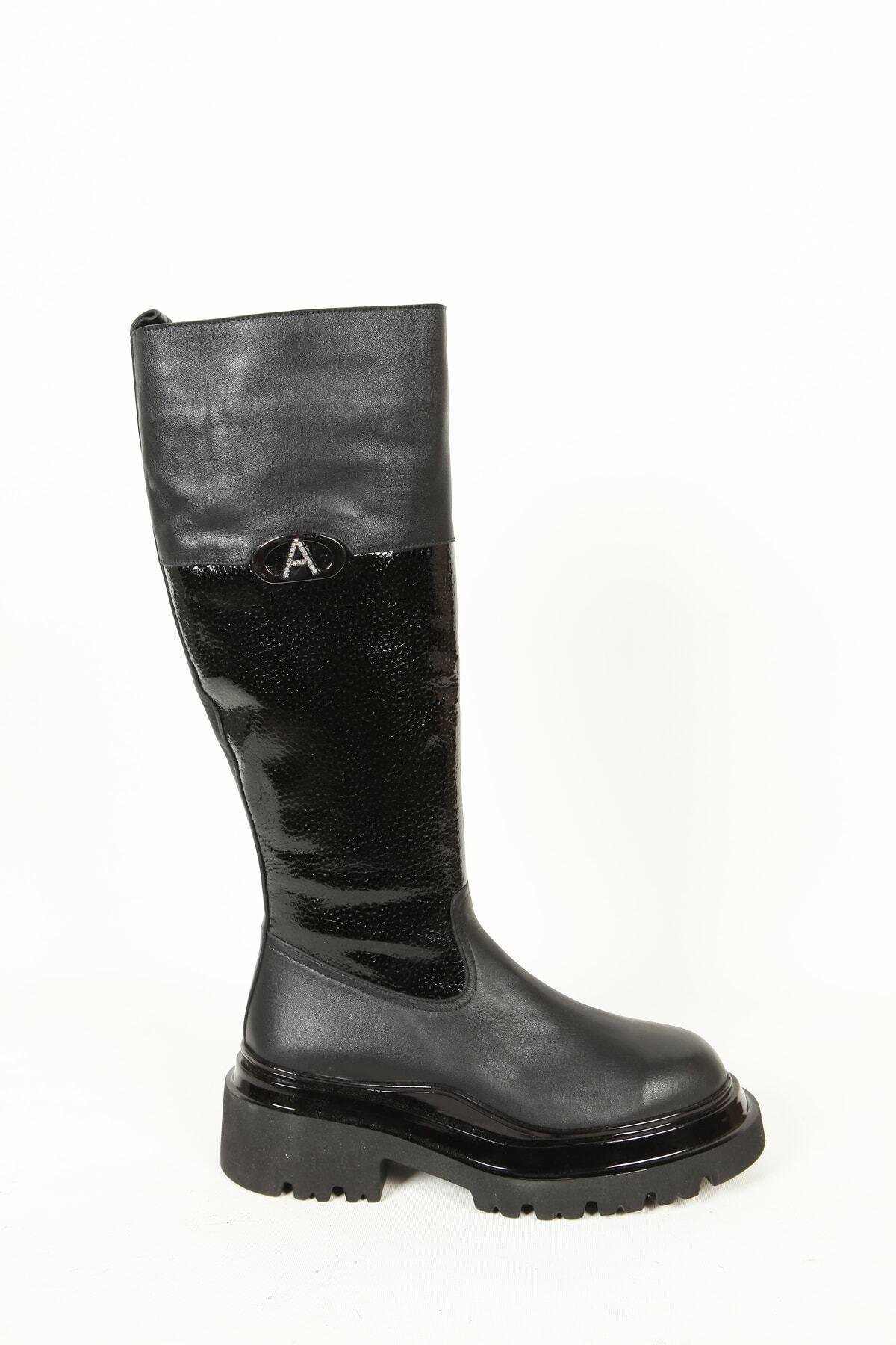 Kadın Deri Çizme Siyah