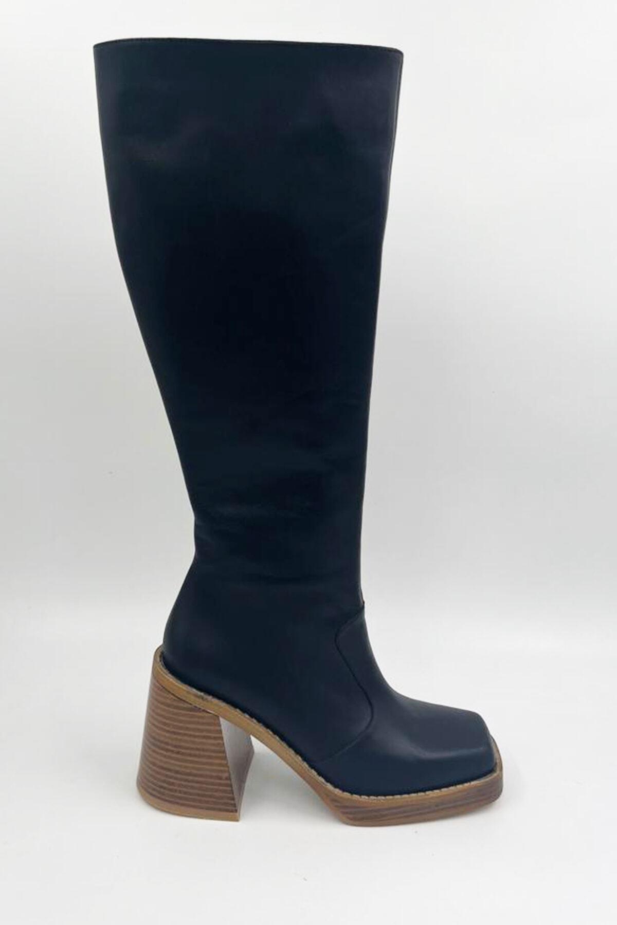 Kadın Deri Çizme Siyah