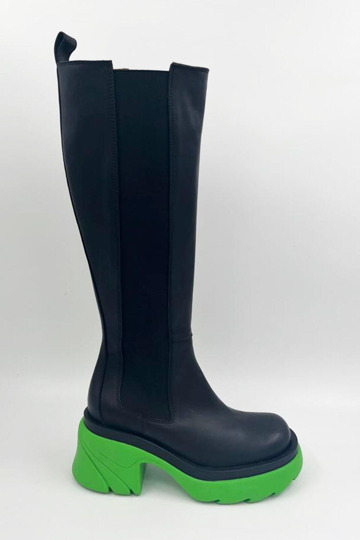 Kadın Deri Çizme Siyah