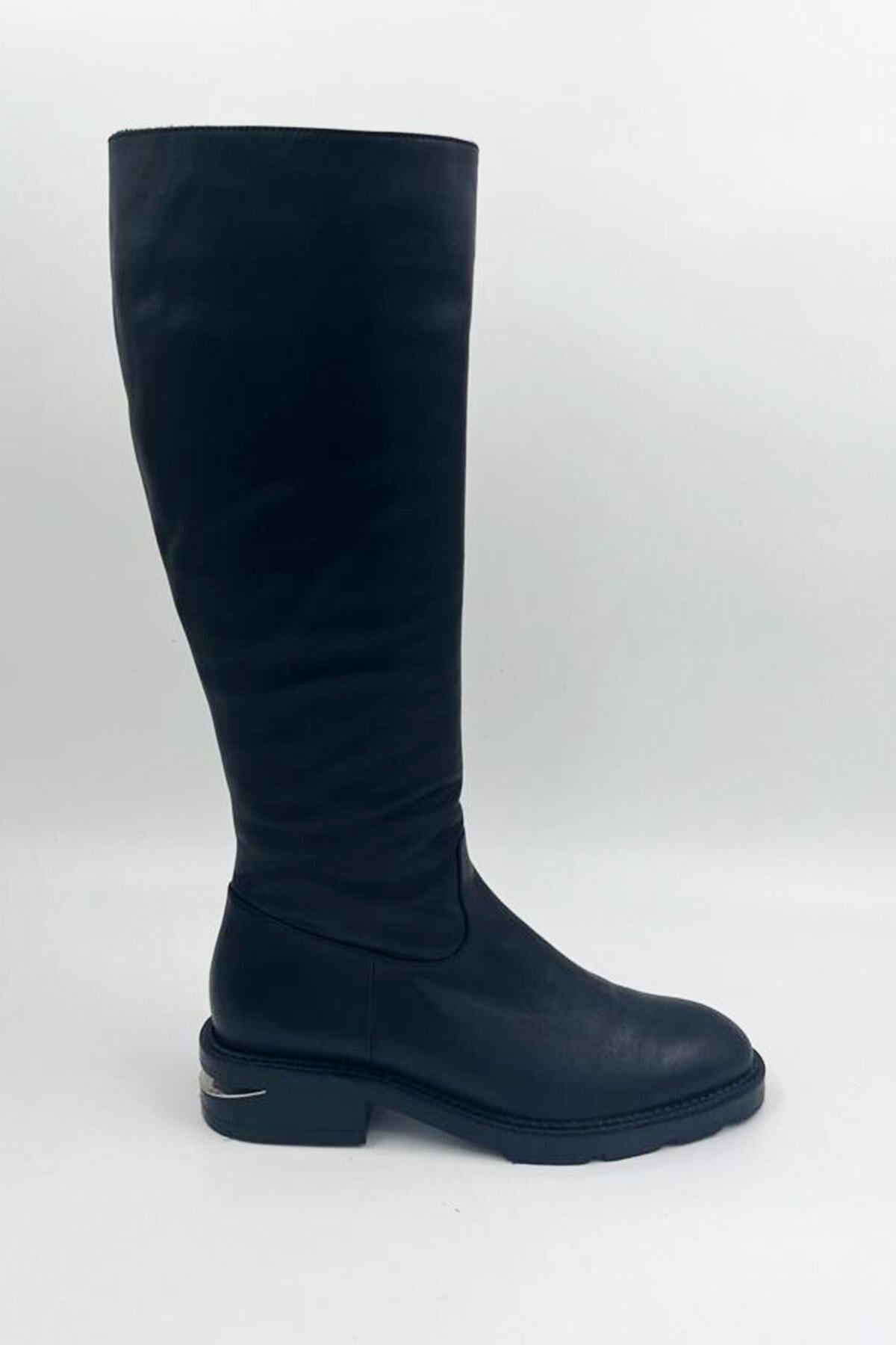 Kadın Deri Çizme Siyah