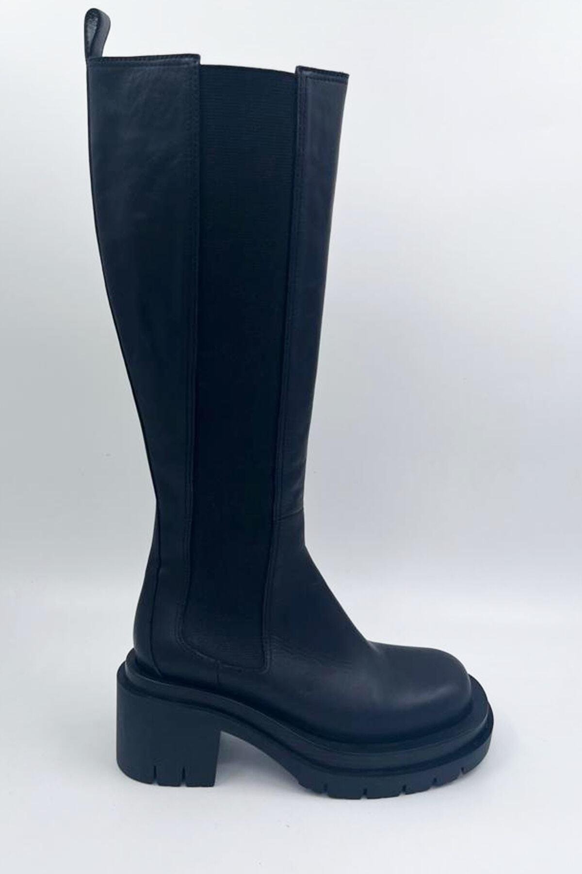 Kadın Deri Çizme Siyah