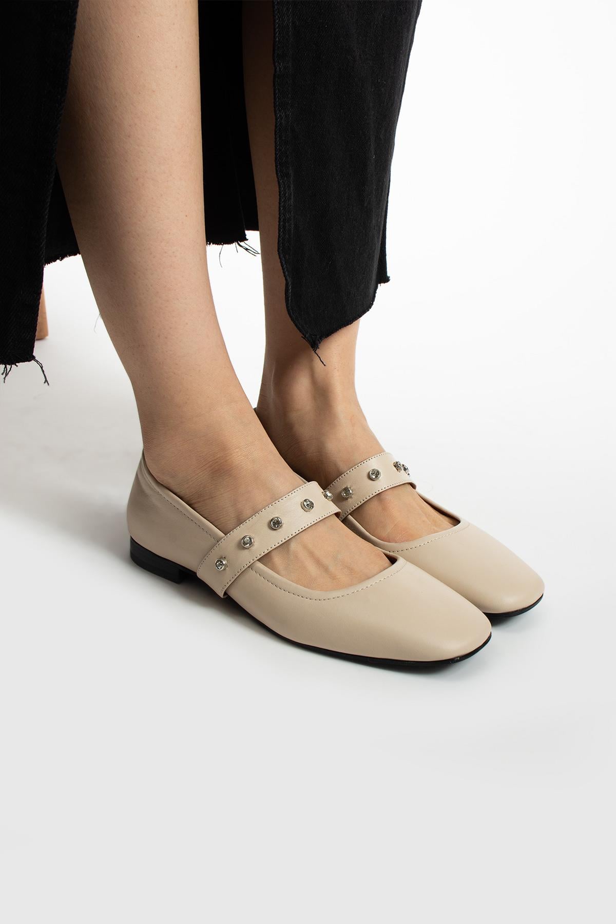 Kadın Hakiki Deri Babet Bej