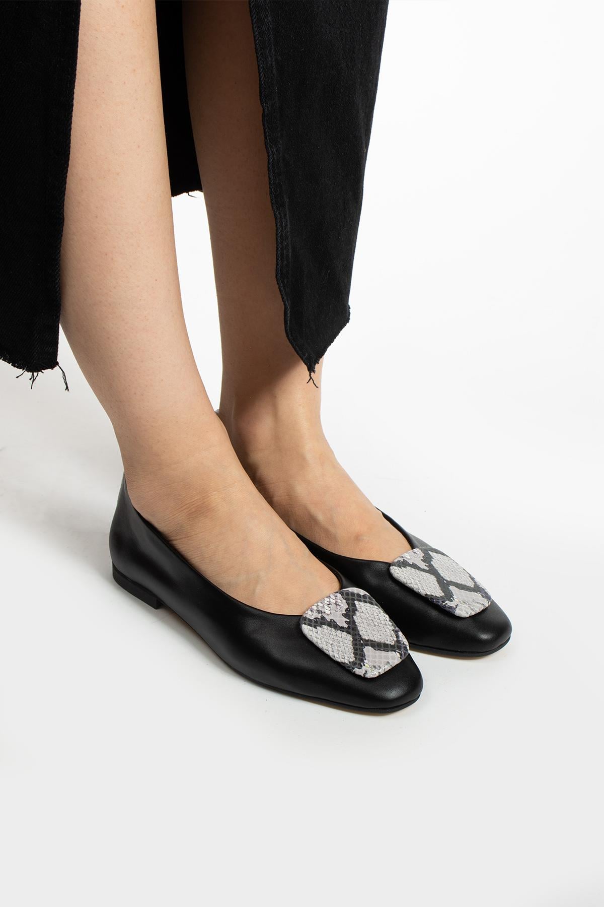 Kadın Hakiki Deri Babet Siyah