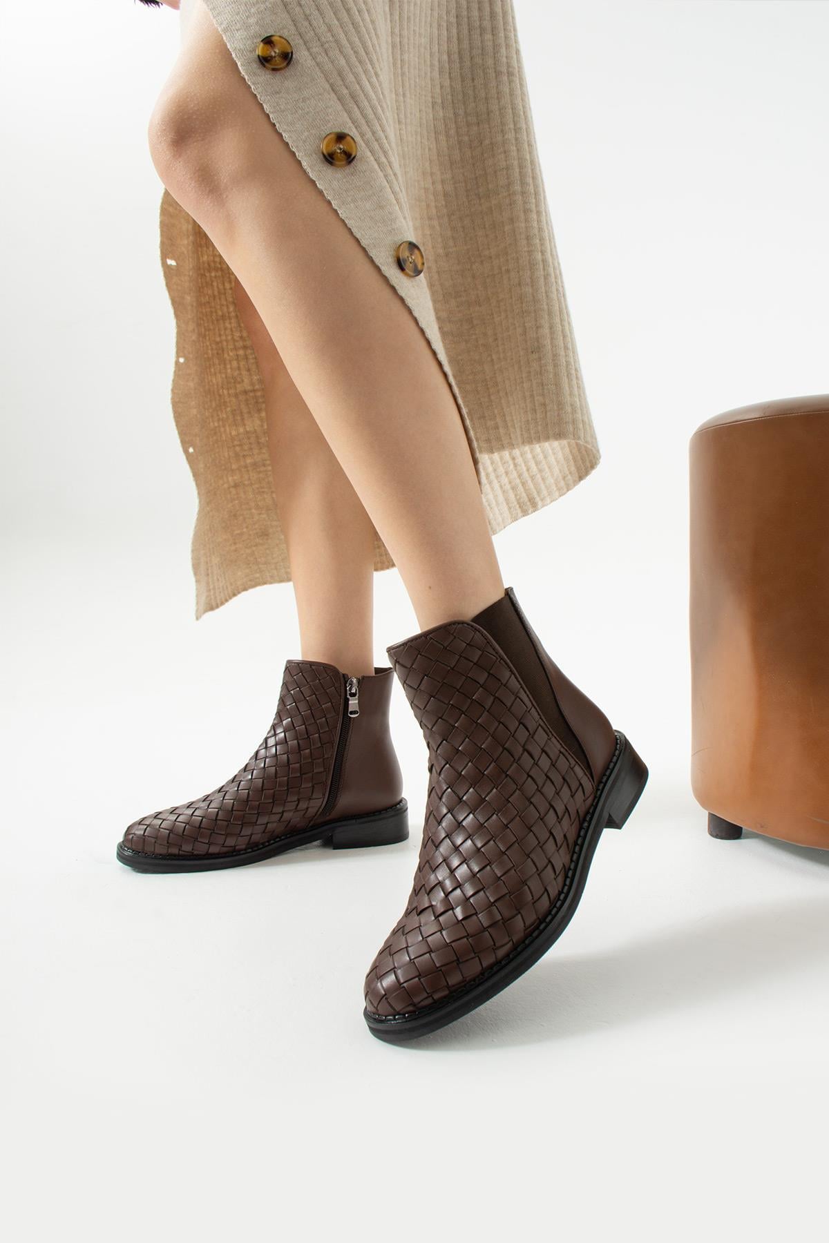 Kadın Hakiki Deri Bot Kahve