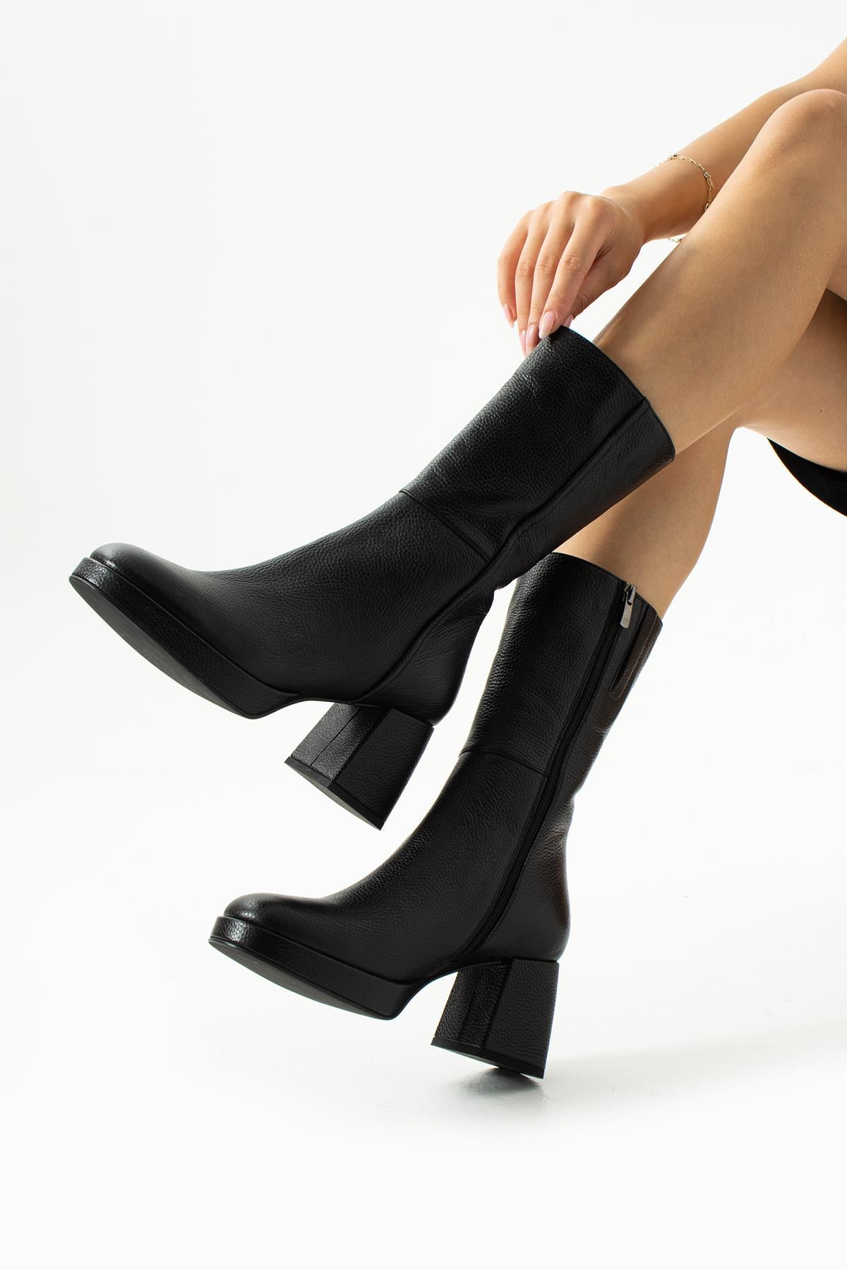 Kadın Hakiki Deri Bot Siyah