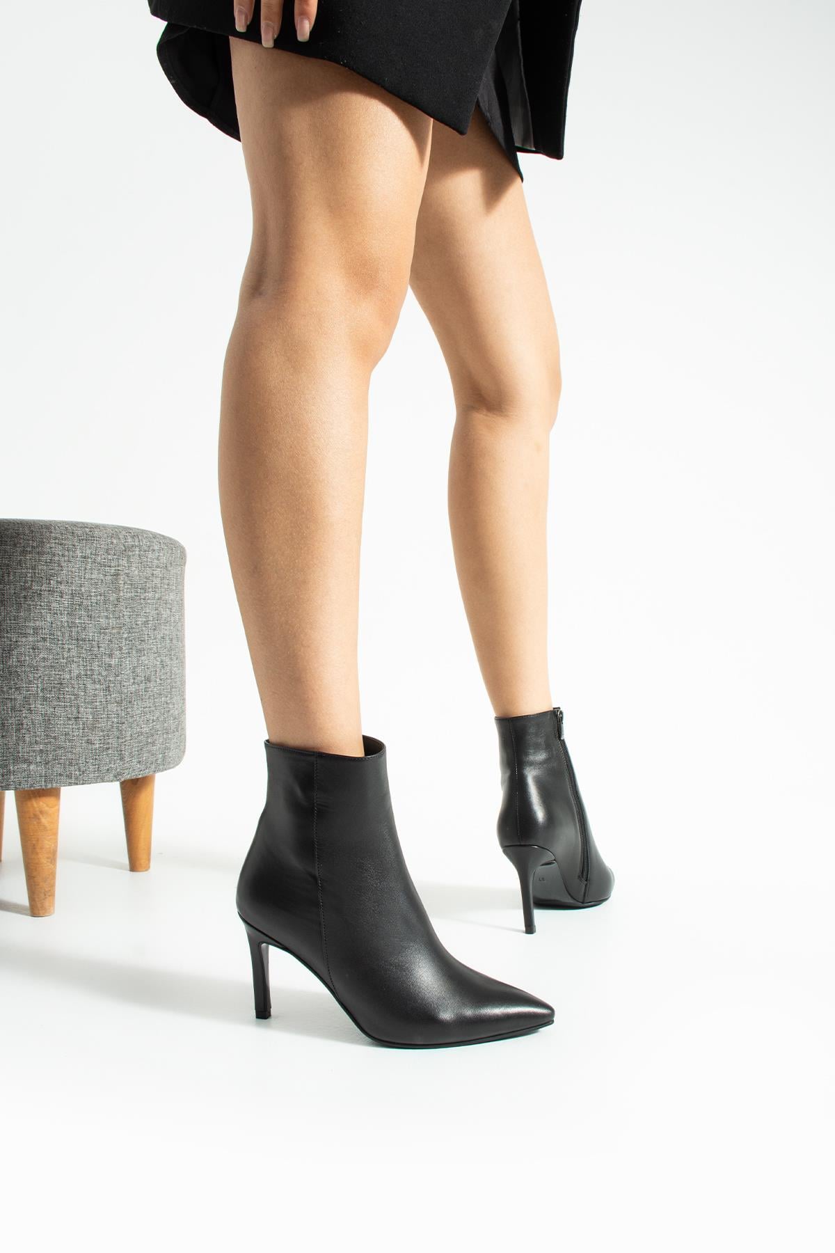 Kadın Hakiki Deri Bot Siyah