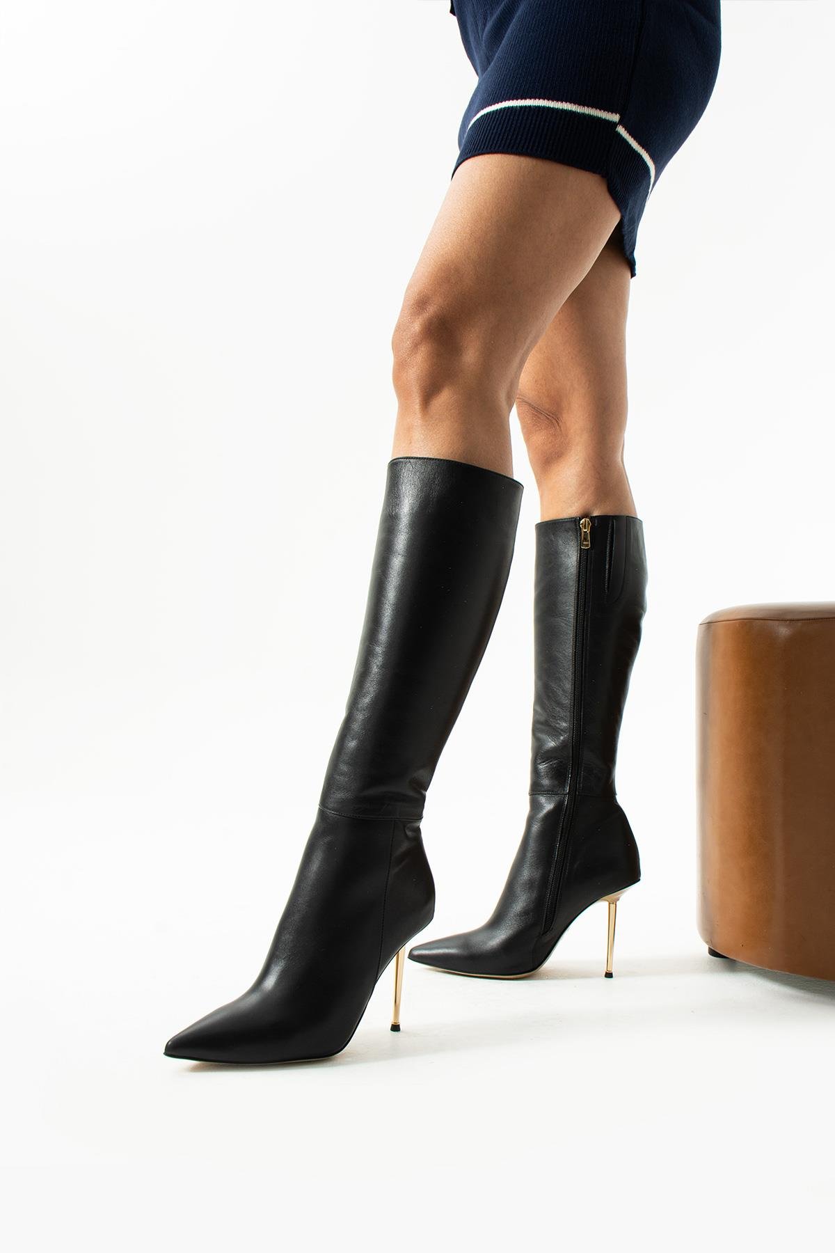Kadın Hakiki Deri Çizme Siyah