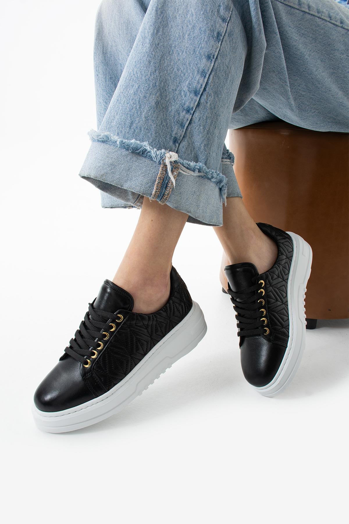 Kadın Hakiki Deri Sneaker Siyah