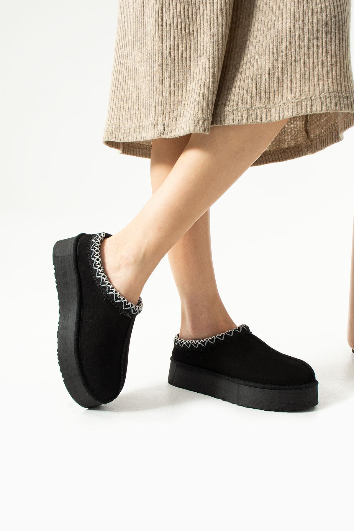 Kadın Kürklü Bot Siyah