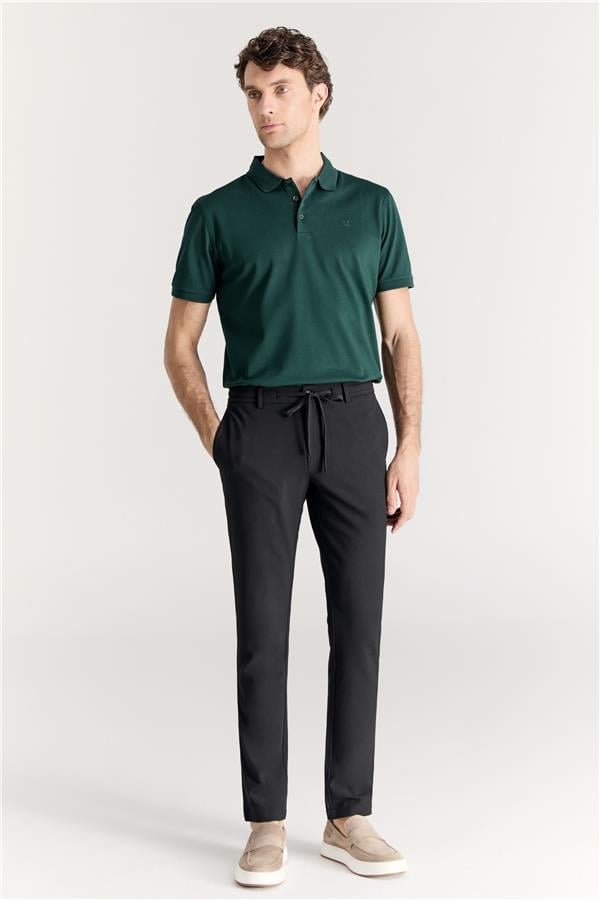 Ruba Pantolon Jogger Fit Lastikli Siyah Dokulu Pantolon 