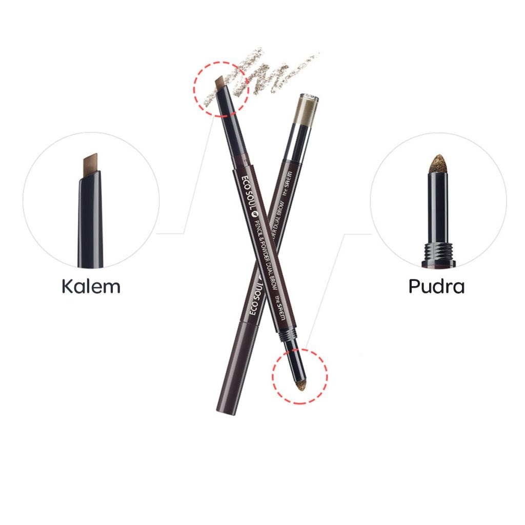 The Saem Eco Soul Brow Duo - Pencil & Powder Kaş Kalemi Deep Gray