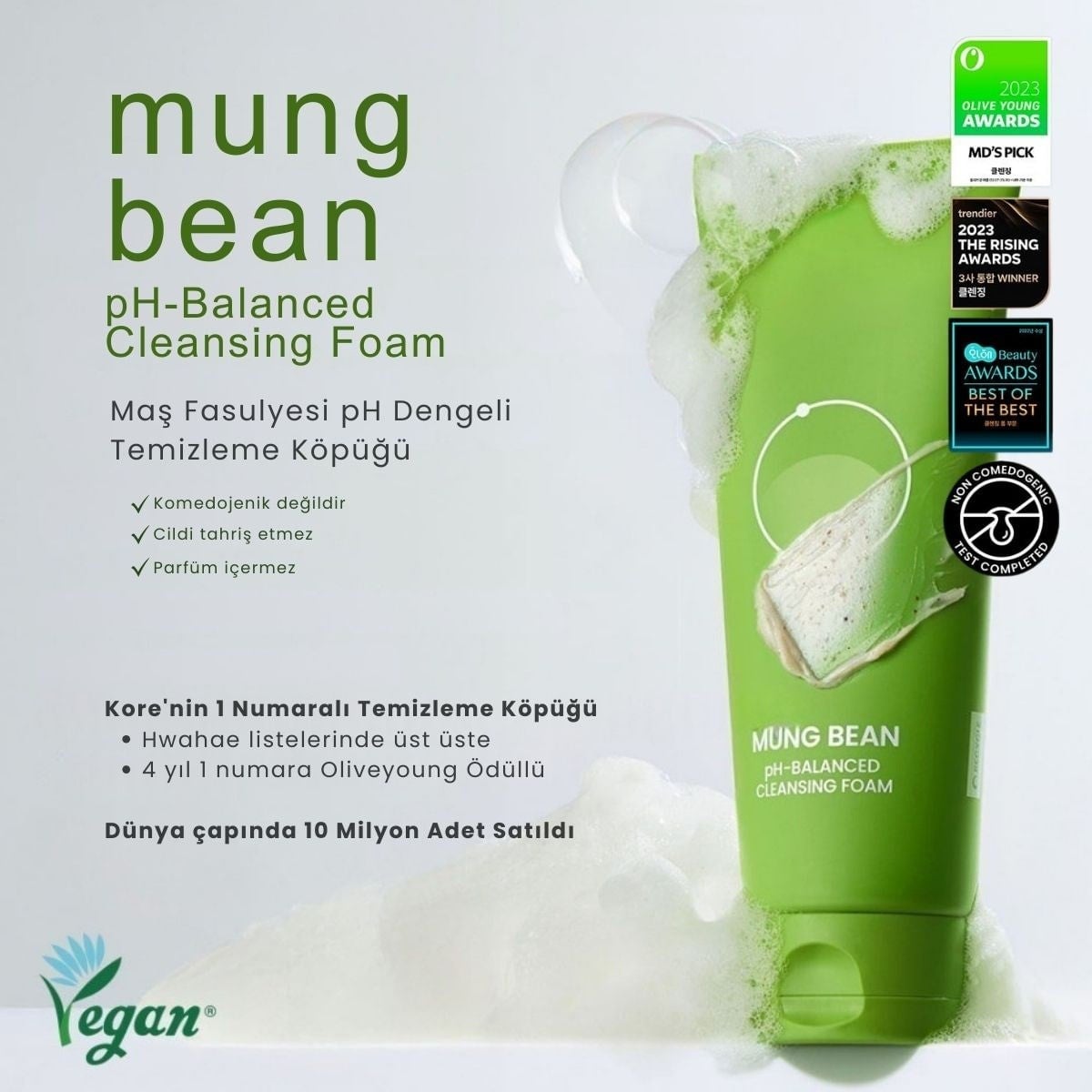 Beplain Mung Bean Cleansing Foam – Ph Dengeleyen Köpük 80 ml