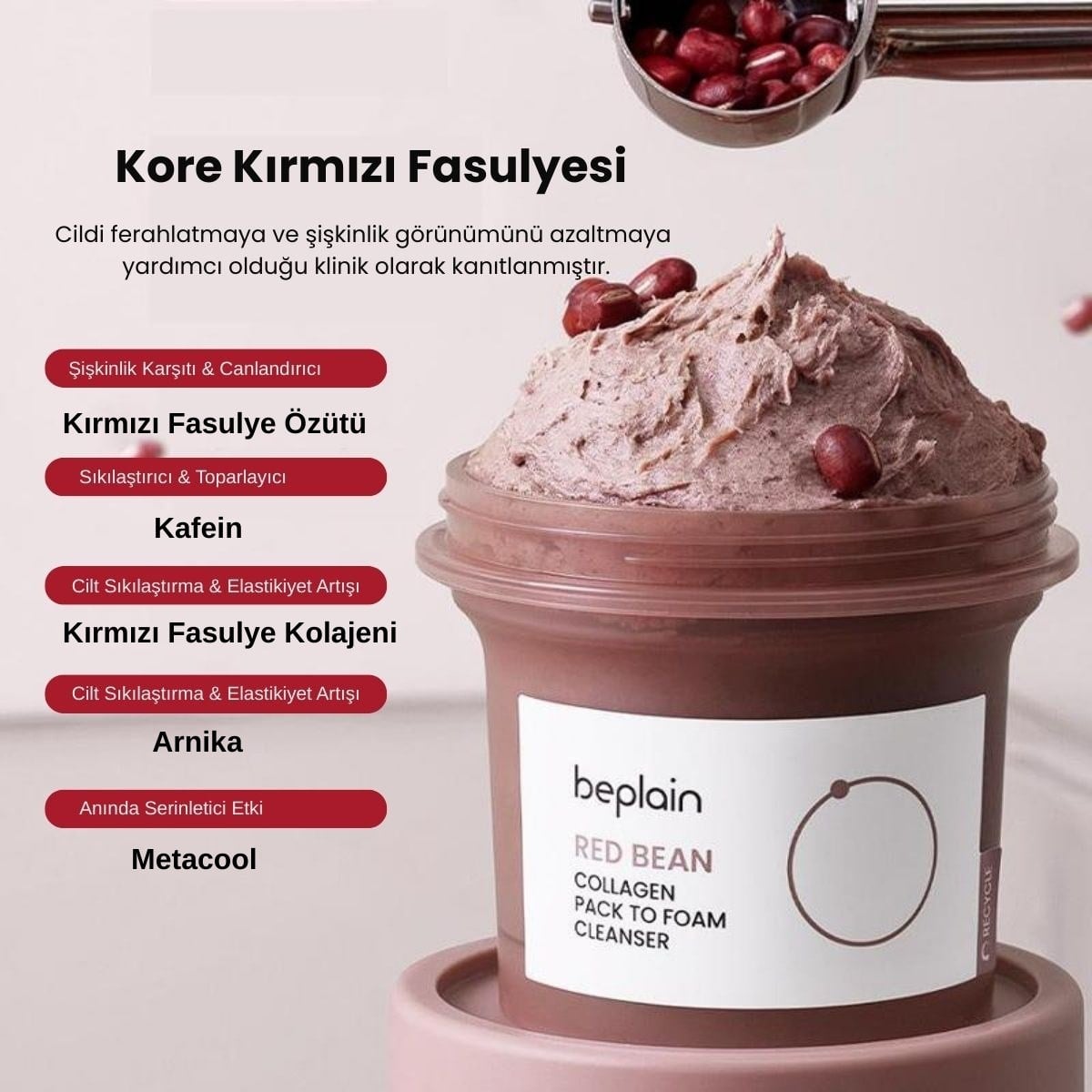 Beplain Red Bean Collagen Pack to Foam - Temizleyici 100 ml