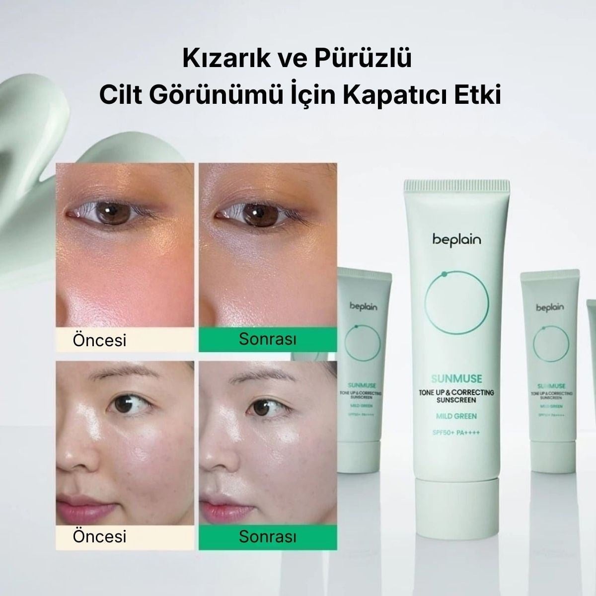 Beplain Sunmuse Tone - Up Correcting Mild Green Sunscreen - Güneş Kremi 50 ml