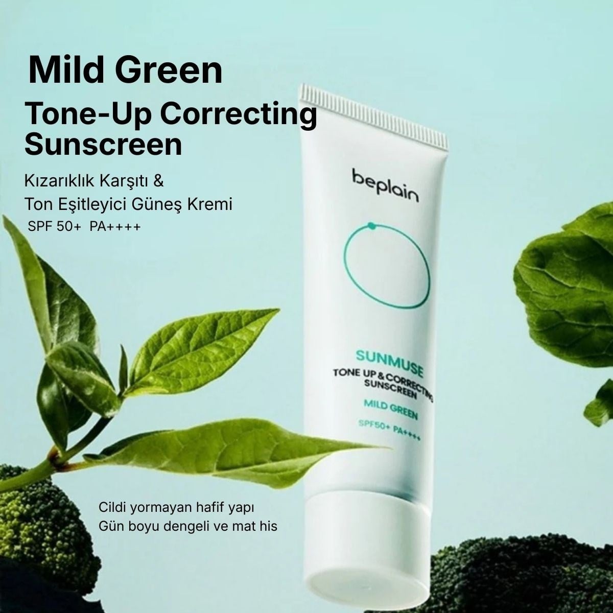 Beplain Sunmuse Tone - Up Correcting Mild Green Sunscreen - Güneş Kremi 50 ml