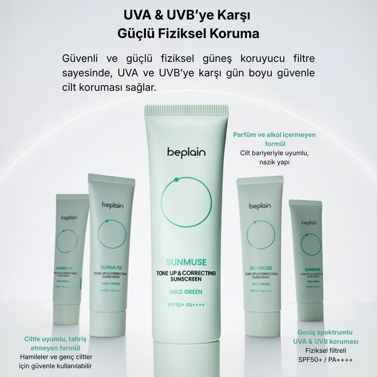 Beplain Sunmuse Tone - Up Correcting Mild Green Sunscreen - Güneş Kremi 50 ml