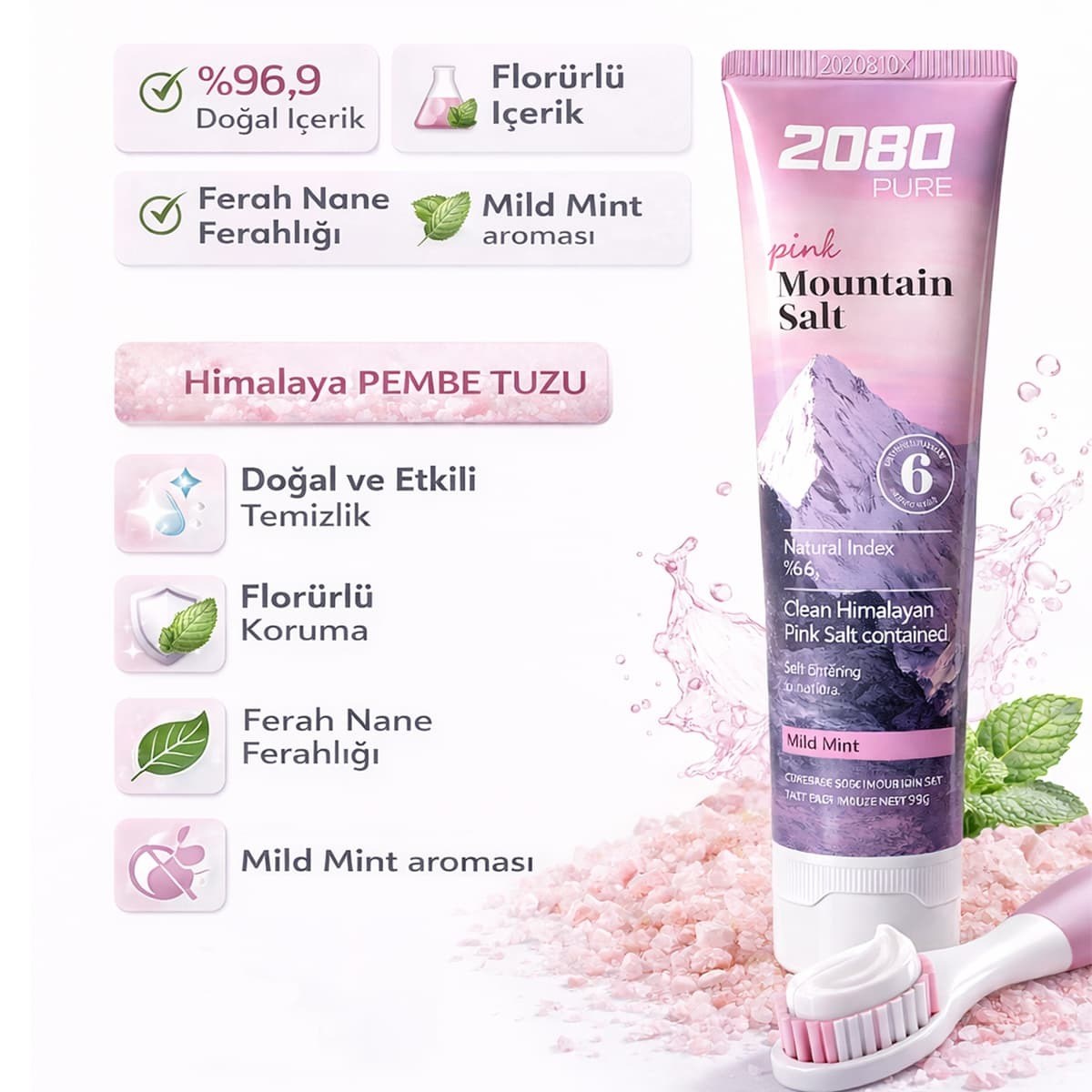Dental Clinic 2080 Pink Salt Toothpaste - Pembe Himalaya Tuzu içeren Diş Macunu