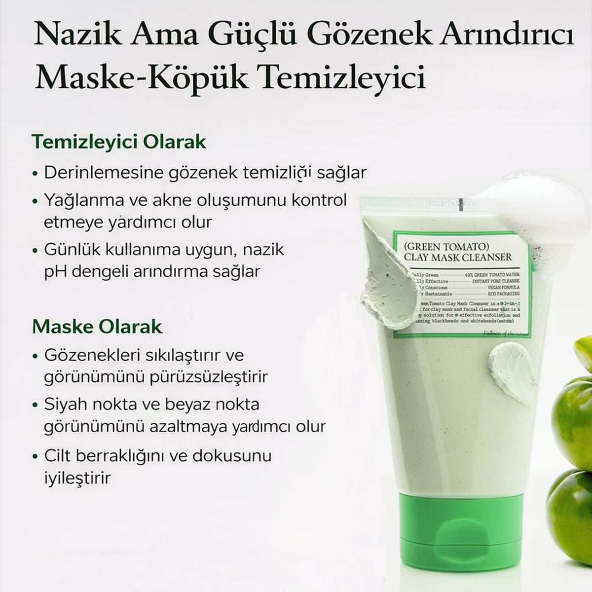 Fully Green Tomato Clay Mask Cleanser - Gözenek Arındırıcı Kil Temizleyici