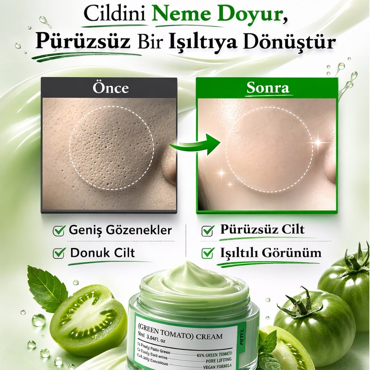 Fully Green Tomato Cream - Gözenek Sıkılaştırıcı Nemlendirici Krem