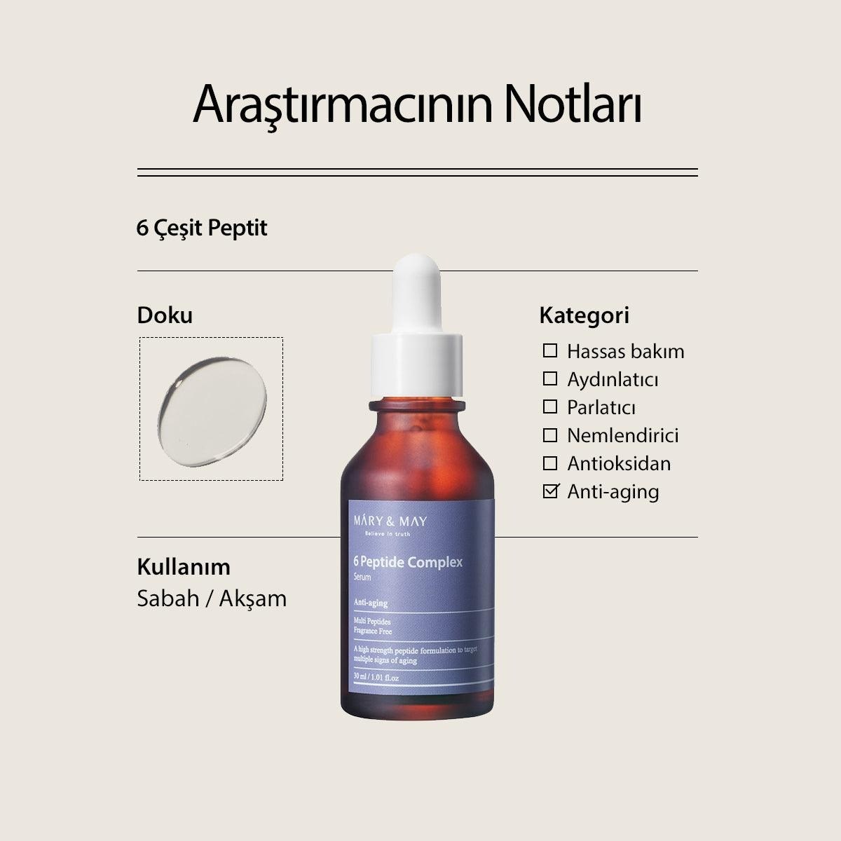Mary & May 6 Peptide Serum - Anti - Aging Serum 30 ml