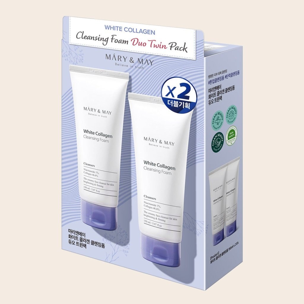 Mary & May Niacinamide Collagen Foam Duo - Temizleyici 2'li Set