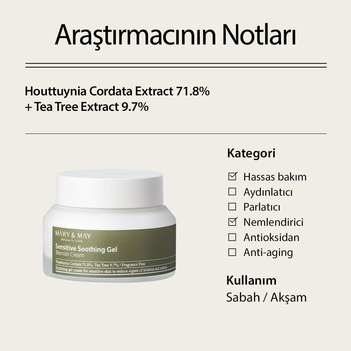 Mary & May Sensitive Soothing Gel Cream - Yatıştırıcı Krem 70 g