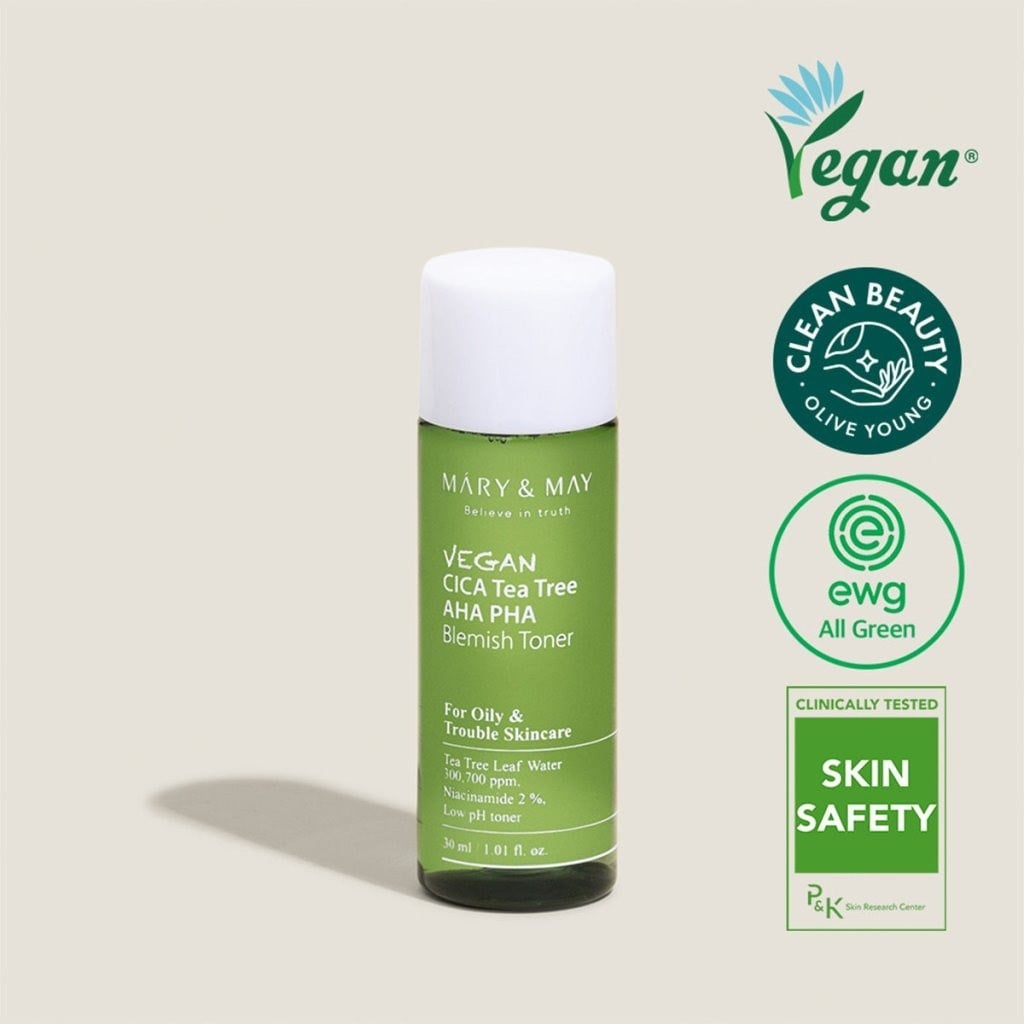 Mary & May Vegan Cica Tea Tree Toner - Aha Pha Toner 30 ml