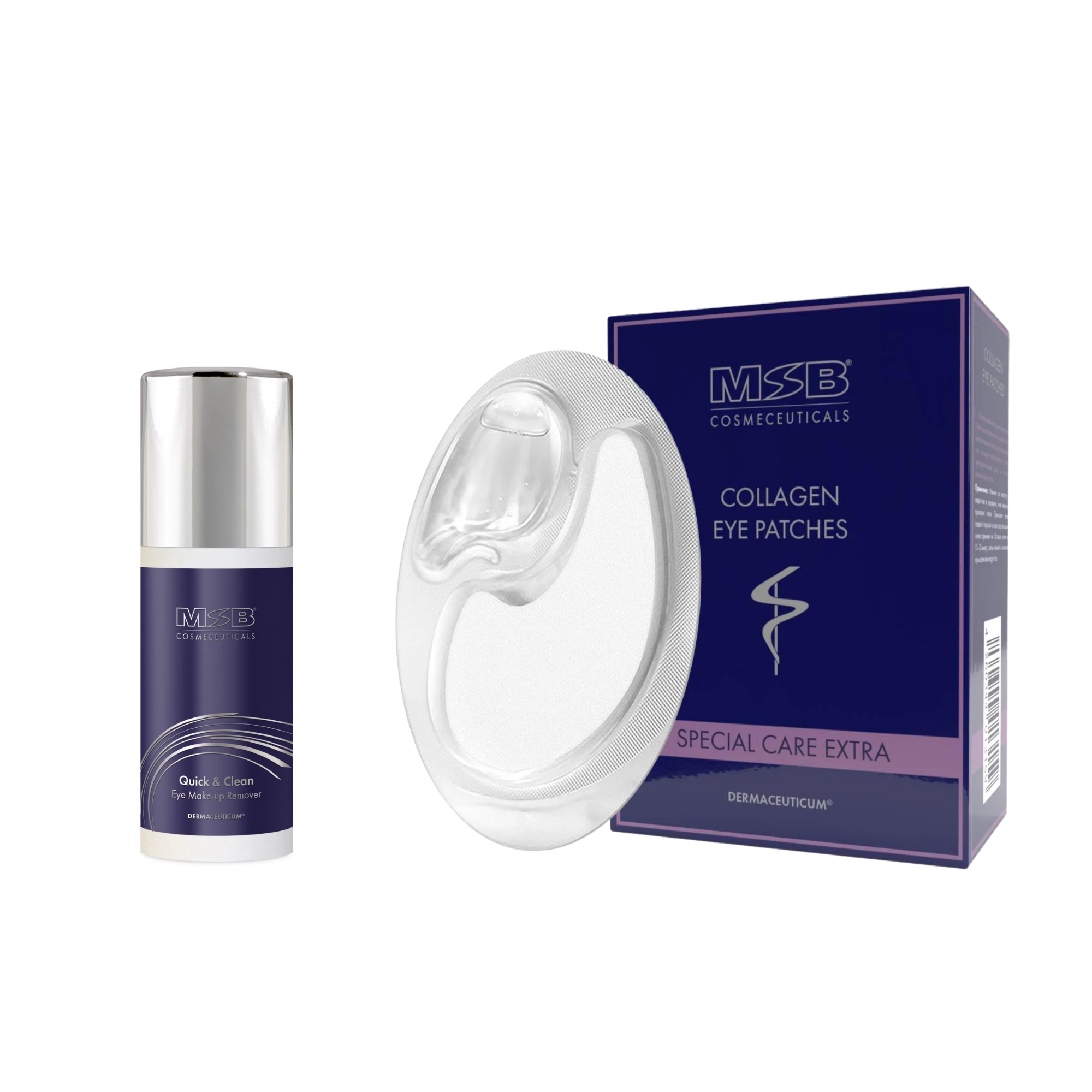 MSB Quick & Clean Eye Make Up Remover - 150 ml + MSB Collagen Eye Patches - 5x1 Paar 3,3 ml