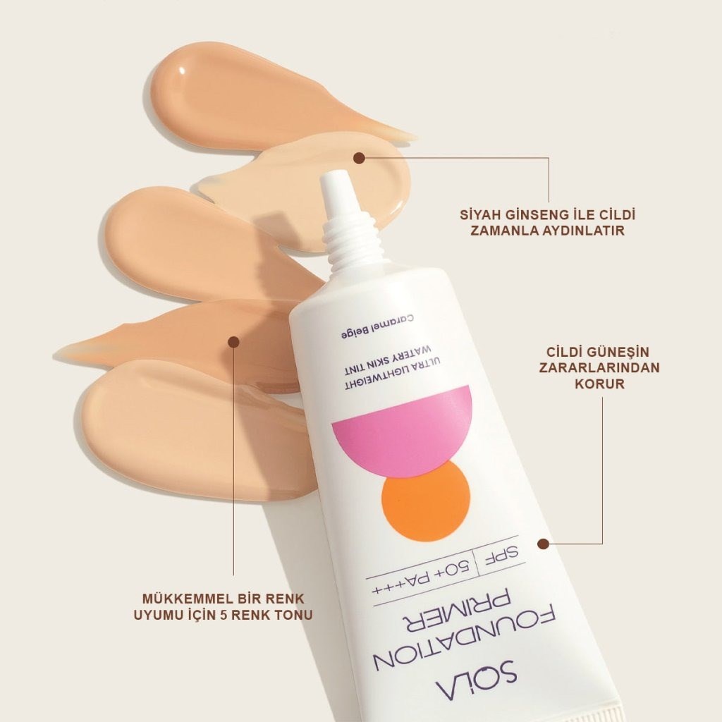 SOLA Foundation Primer SPF50 - Işıltılı Güneş Bazı Light Beige