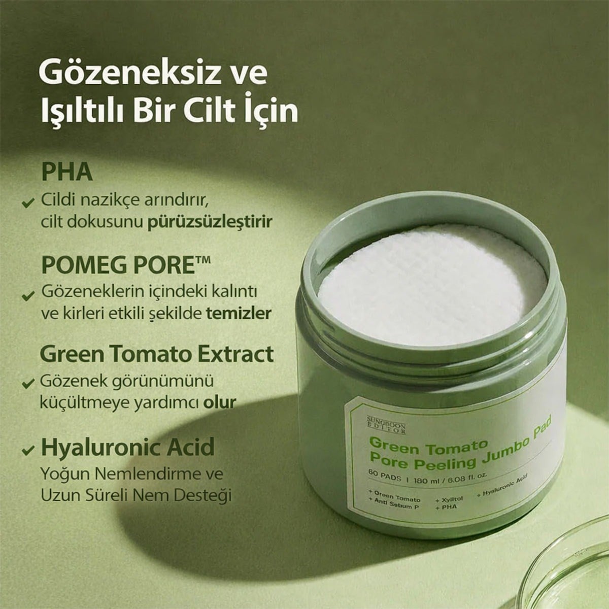 Sungboon Editor Green Tomato Peeling Pad - 60’lı Peeling Ped