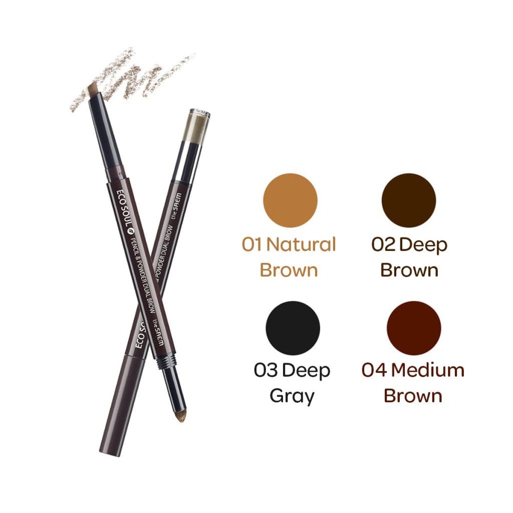 The Saem Eco Soul Brow Duo - Pencil & Powder Kaş Kalemi Medium Brown