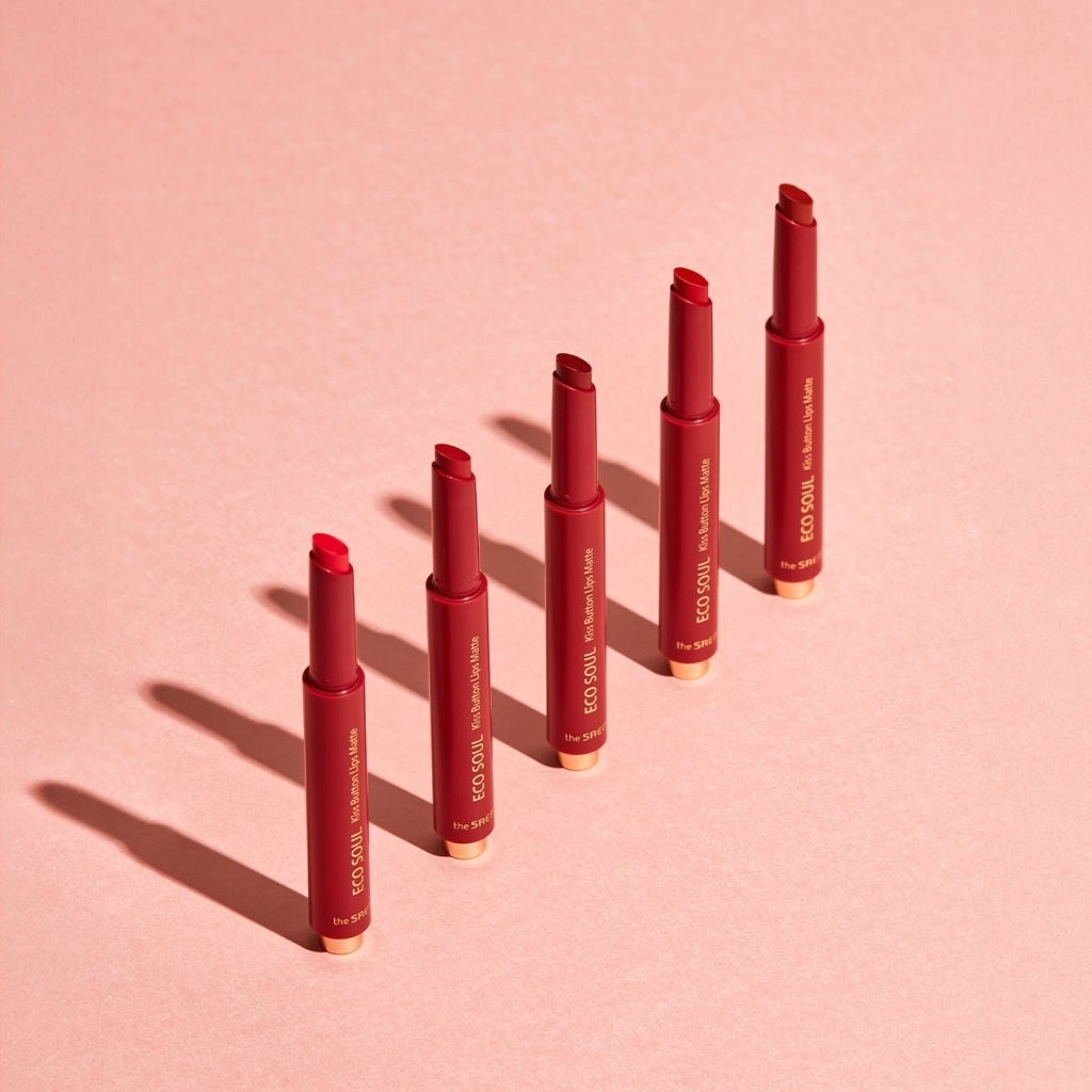 The Saem Kiss Button Matte - Uzun Süre Dayanıklı Mat Ruj Neon Coral