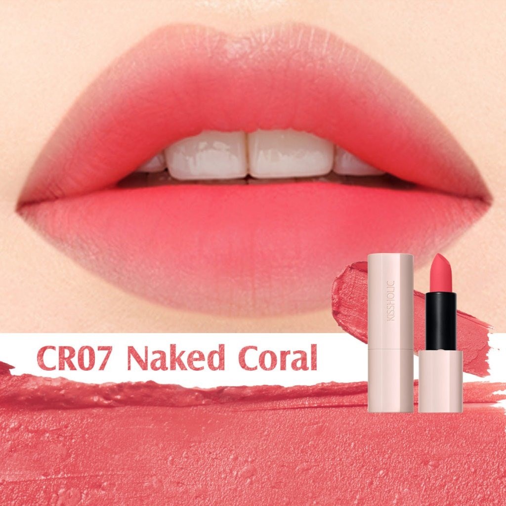The Saem Kissholic Matte - Uzun Süre Kalıcı Mat Ruj Naked Coral