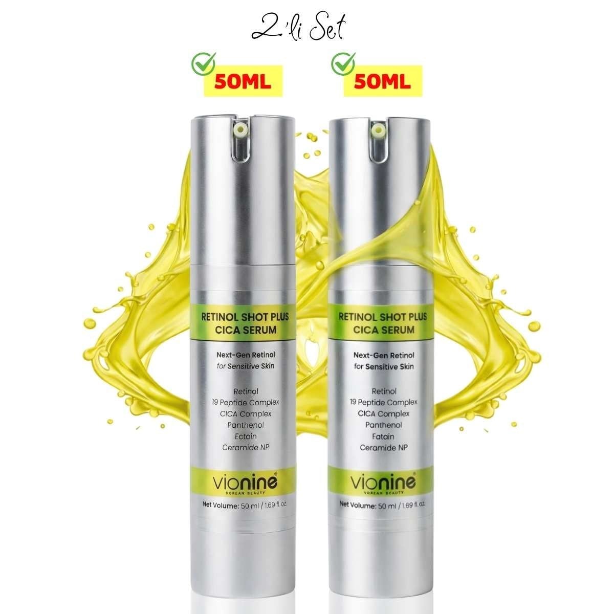 Vionine 2'li Retinol Shot Plus Cica Serum %0.1 Made In Korea 50 ml x 2
