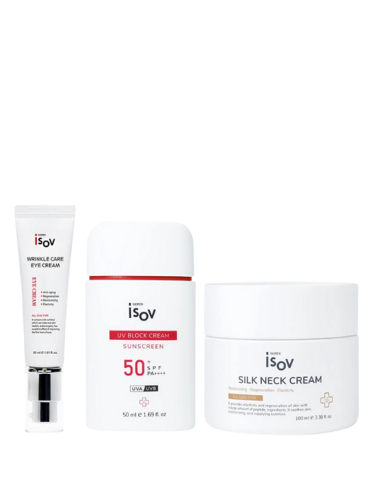 Wrinkle Care Eye Cream 30 ml & UV Block Cream SPF50+ PA++++ 50 ml & Silk Neck Cream 100 ml