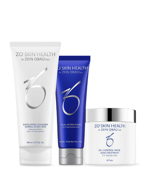 Exfoliating Cleanser 200 ml & Dual Action Scrub 58 g & Oil Control Pads (60 Pads)