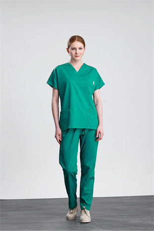 Snow Form Medical Apparel Üniforma Yeşil Likralı Unisex Yarasa Kol Hemşire Ve Doktor Forması Takımı Scrubs