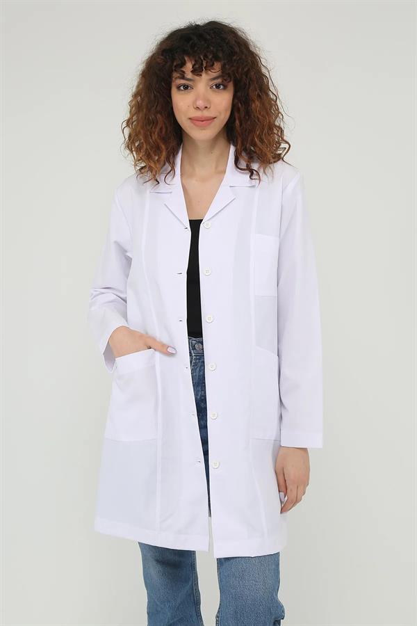 Cartellini Leke Tutmaz Kumaş - Alpaka Beyaz Önlük 90 Cm Apaş Yaka Doktor Hemşire Öğretmen Önlüğü