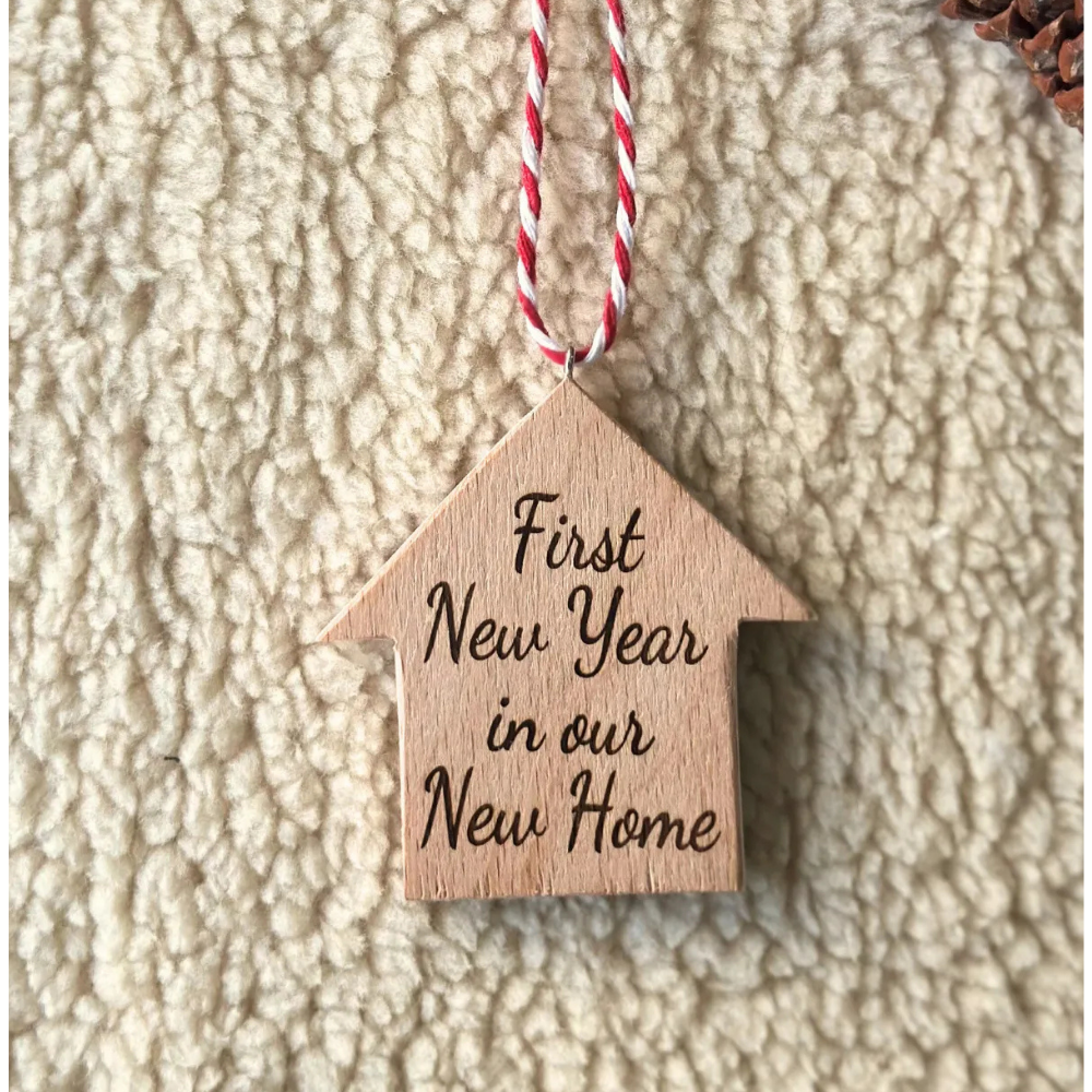 Ahşap Ev Yılbaşı Ağaç Süsü - First New Year In Our New Home