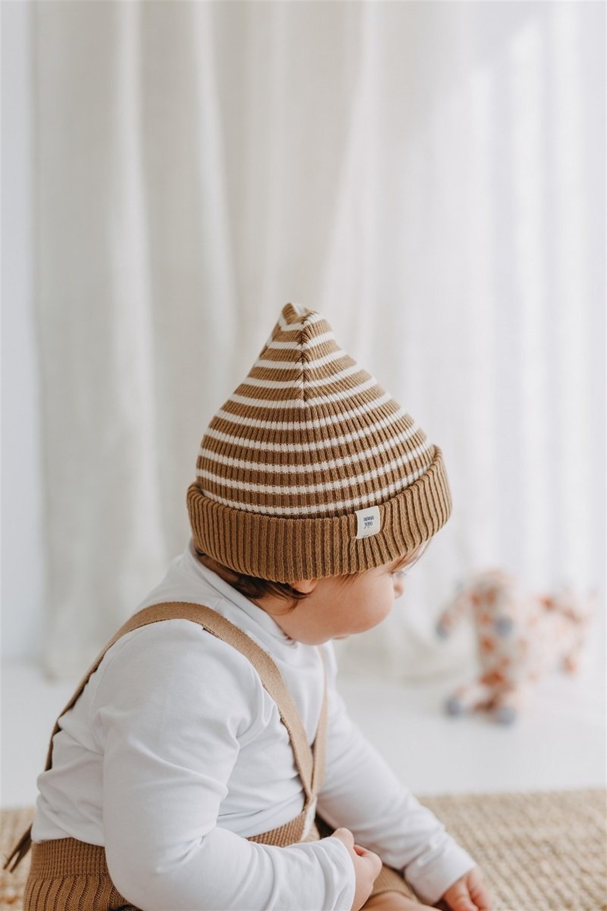 Askılı Triko Bebek Taytı & Çift Taraflı Bere - Avantajlı Set - Kahve