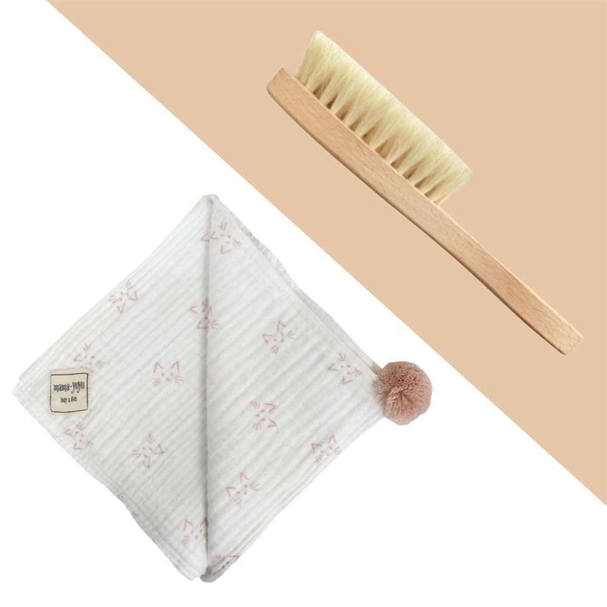 Bath Set- Hooded Towel Kitty & Baby Brush